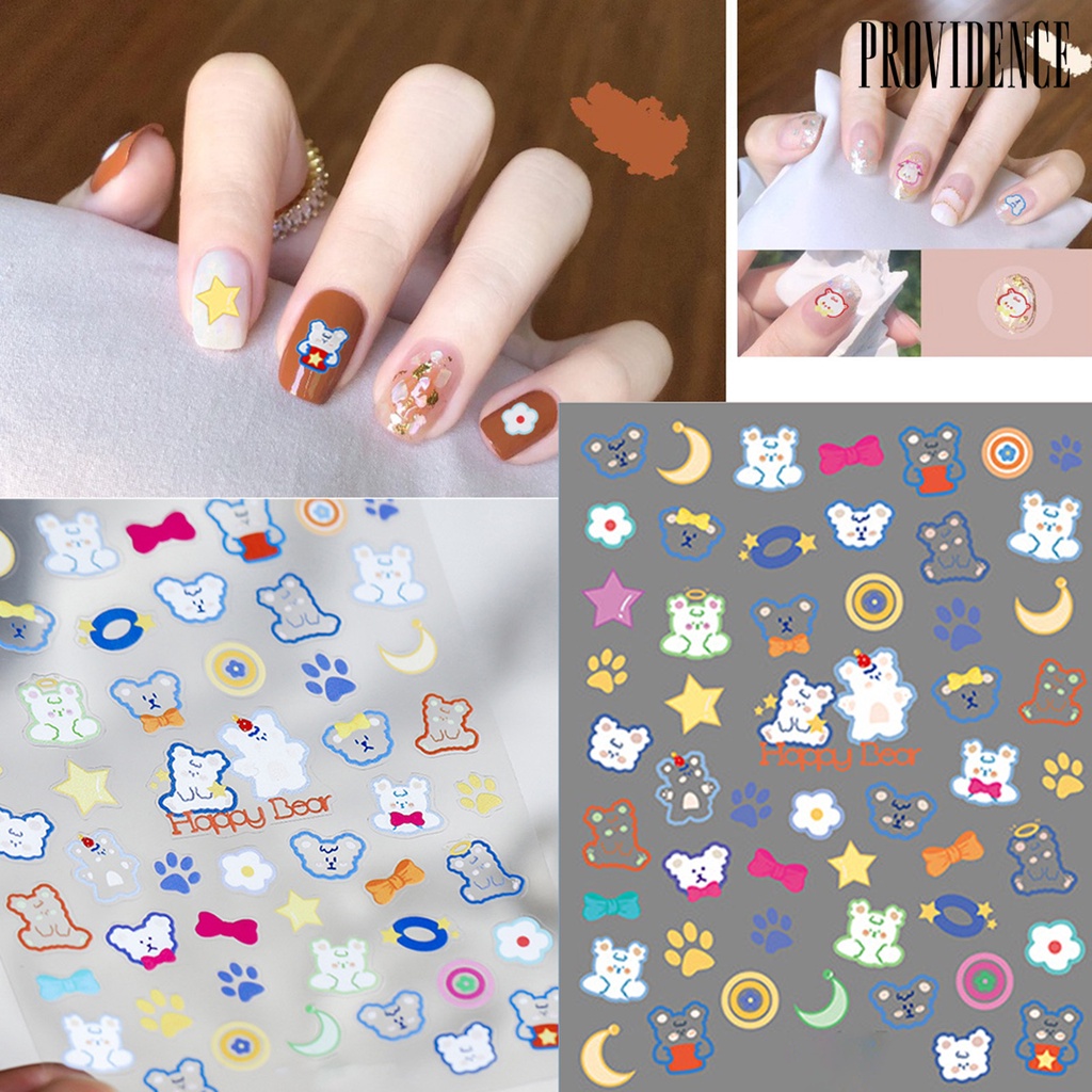 Providence Cartoon Sheep Nail Stickers Embossed Cute Cute Small Bear Nail Cartoon Animals Stickers for Manicure