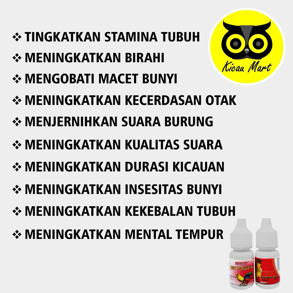 VITAMIN OBAT BURUNG BURUNG KENARI CUCAK MURAI VIT POWER PHOENIX PENAMBAH BIRAHI POWER GACOR VVTPWPH