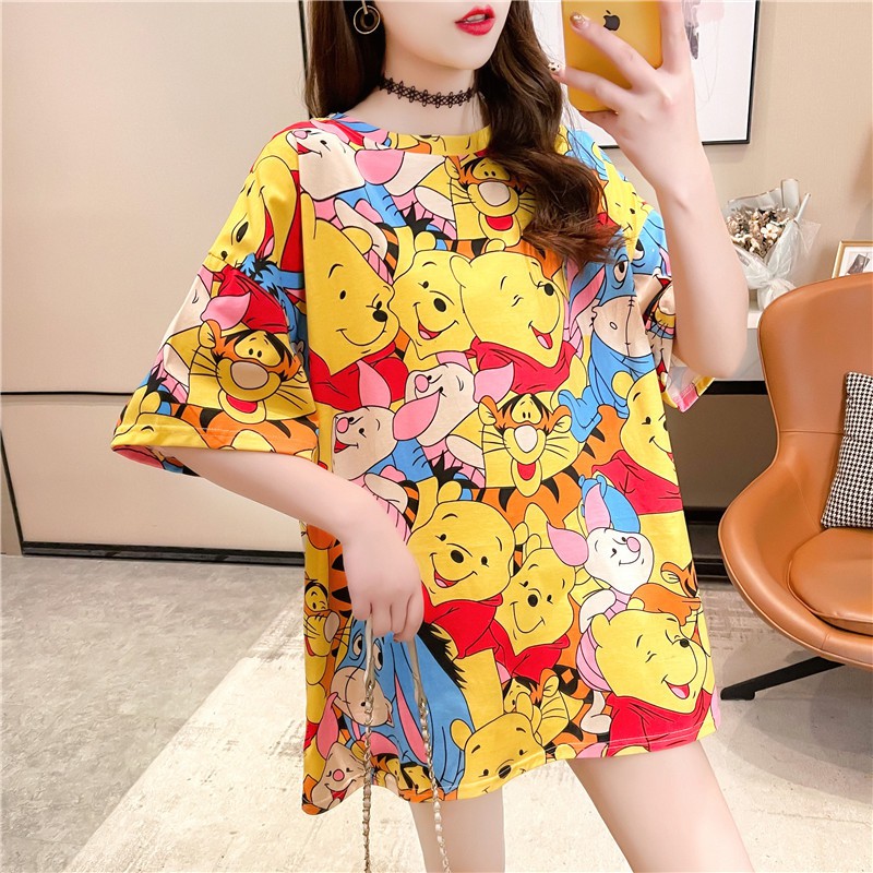 Ki122 • Kaos Oversize Import • Pooh n Friends • Atasan Bigsize Tshirt • Fashion Wanita