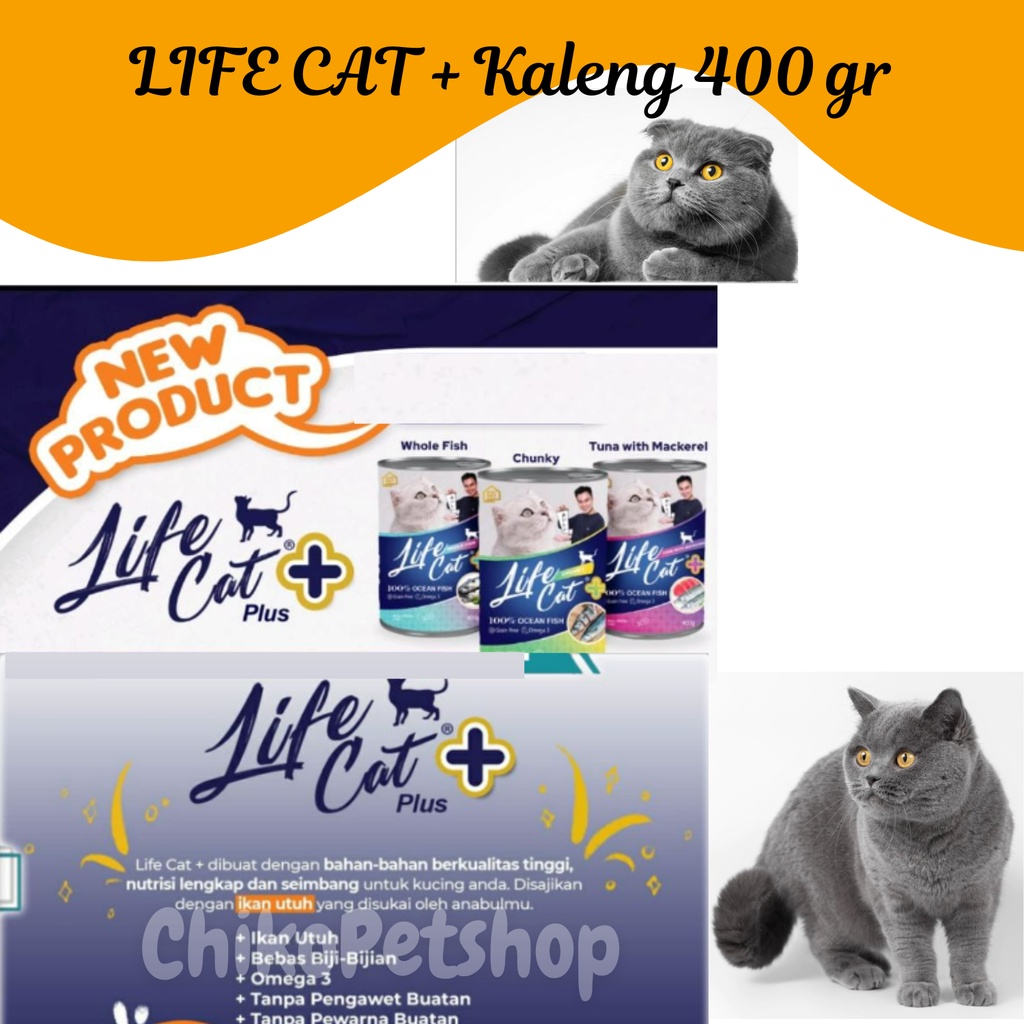 Makanan Kucing Basah LIFE CAT + KALENG 400gr /  LIFE CAT PLUS 400 gr