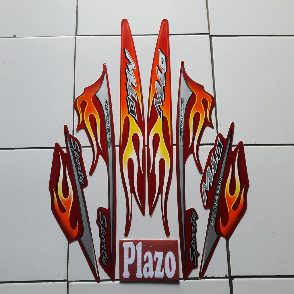 striping motor mio sporty 2006 merah