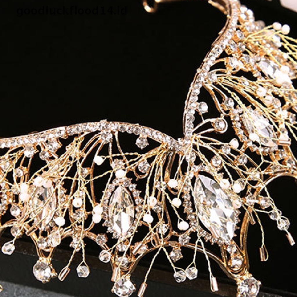 [OOID] Baroque Crown Girls Wedding Hair Accessories Gems Bridal Tiara Bride Hairwear ID