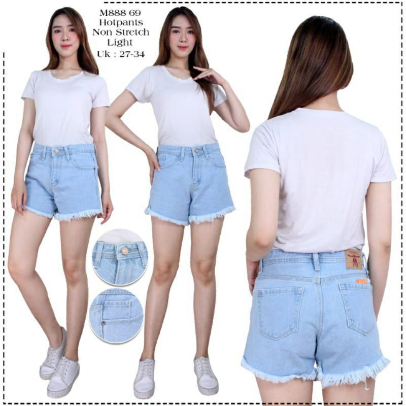 Rk,HOT PANT RUMBAI JEANS WANITA/CELANA JEANS PENDEK RAWIS BAHAN TEBAL