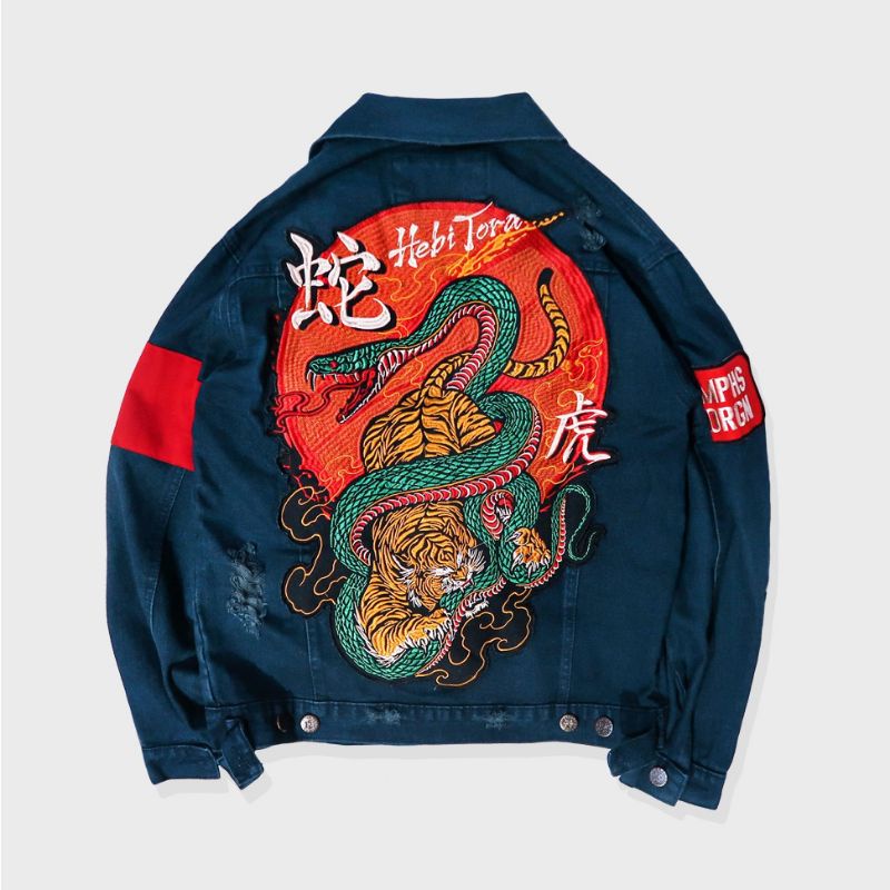 RIPPED DENIM JACKET MEMPHIS - HEBITORA