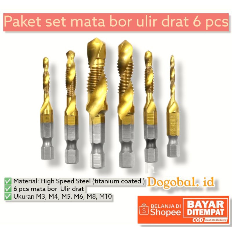 6 pcs mata bor hex ulir drat Snai senai Ulir drat mur baut