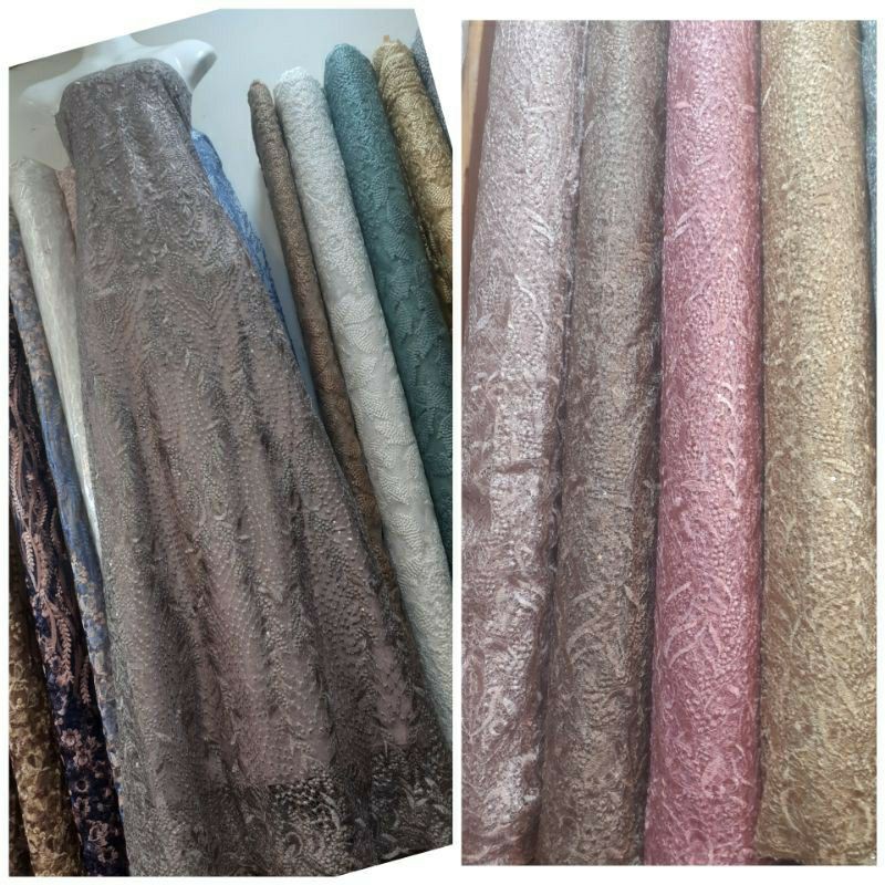 Kain Tile Lace Spider Terbaru Brangnya berkualitas harga Bersahabat