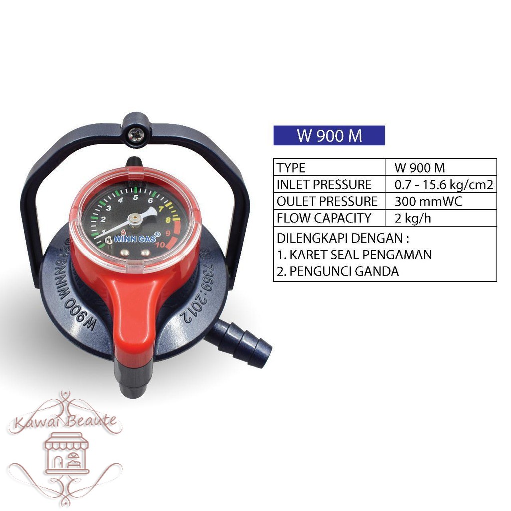 Winn Gas Regulator W-900 M Double Lock Pengunci Ganda Tekanan Rendah + Meter