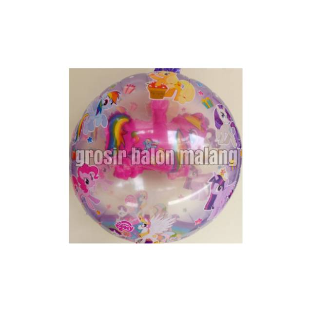 Balon foil little pony bulat isi ungu