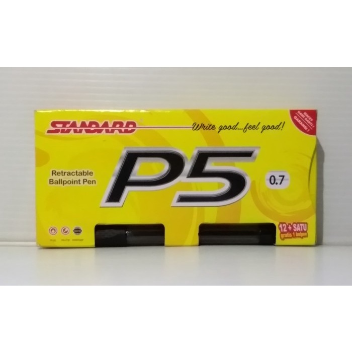 

Terlaris Ballpoint Standard P5 0,7 Hitam (Pack 12 Pcs) Trendi