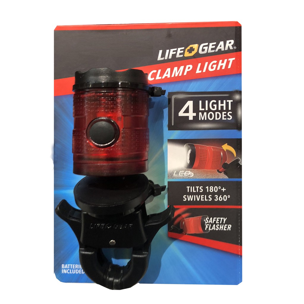 Life Gear Clamp Light 4 Light Modes Senter Kecil Praktis Merah