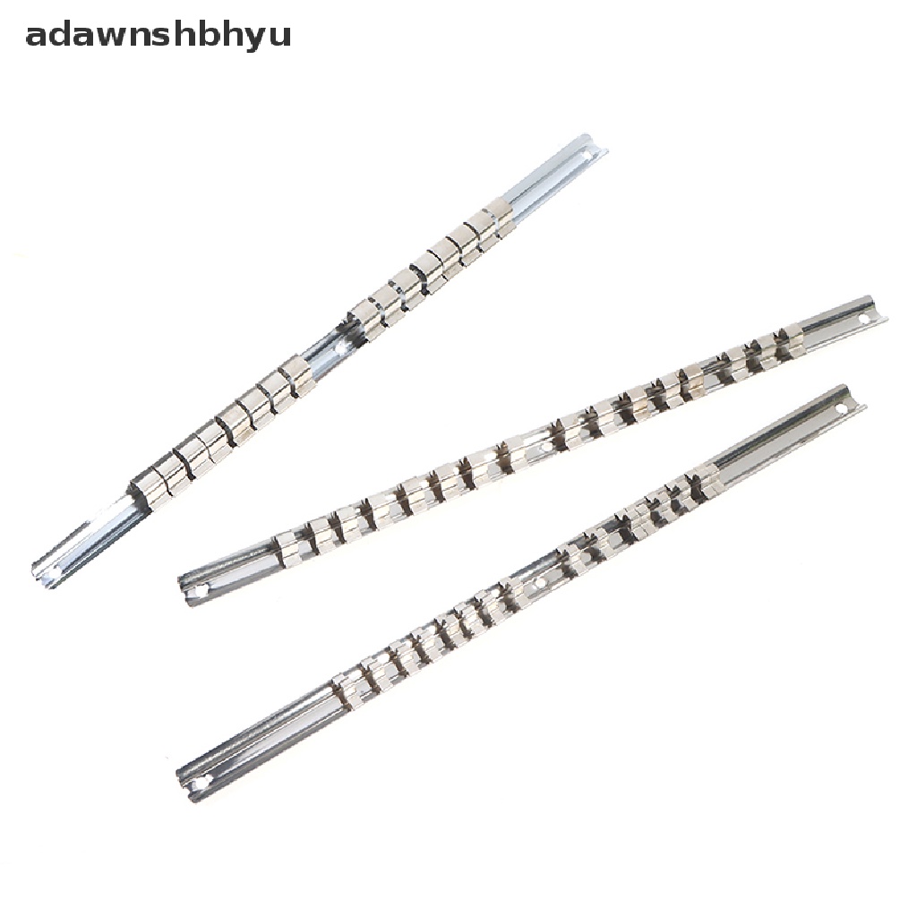 Adawnshbhyu 1pc Socket Rack Holder 1per4 3 /8 1/2in Dengan 16klip Rel Alat Organizer Penyimpanan