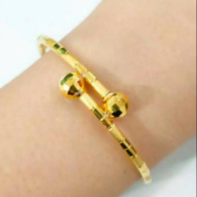 Gelang Wanita Model Tinju Crystal Emas Asli