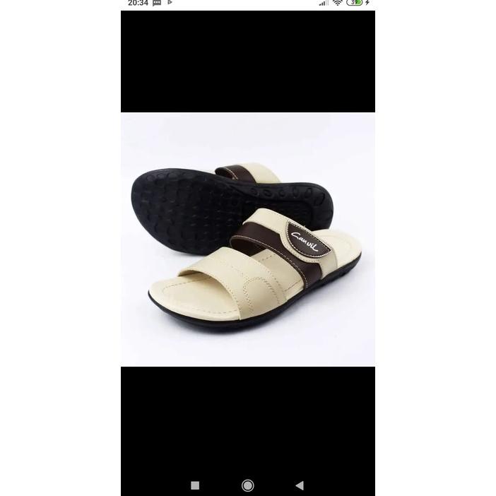 (Bisa Cod) Sandal Kulit Pria Carvil Sepatu Sandal Sandal Slop Pria