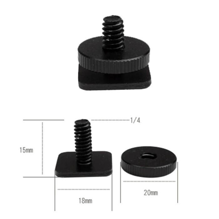 Flash Hot Shoe Mount to 1/4 in Tripod Screw Sekrup Skrup Kamera 1Layer