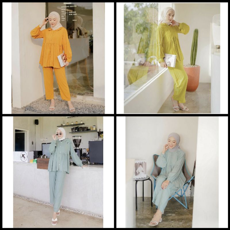 one set wanita rayon best seller ld 100 - 110 Setelan wanita kekinian oneset rayon murah oneset polos oneset lengan panjang
