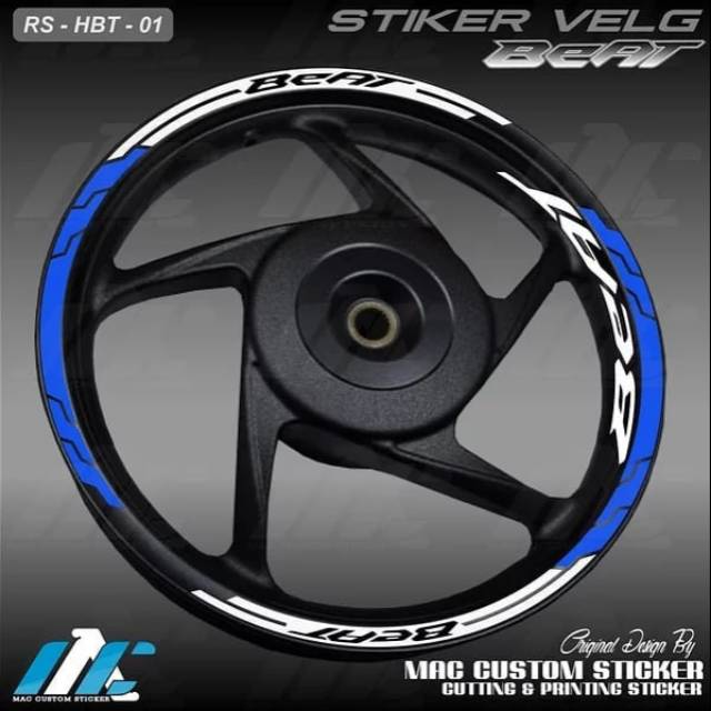 Stiker Velg Beat | Biru Putih