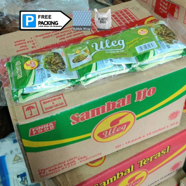 Finna Sambal Uleg Ijo Sachet Kemasan Renceng 10pack isi 20gr