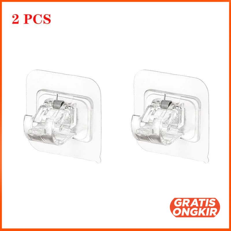 Clamp Gantungan Adhesive Wall Hanger Curtain Rod 2 PCS TC22