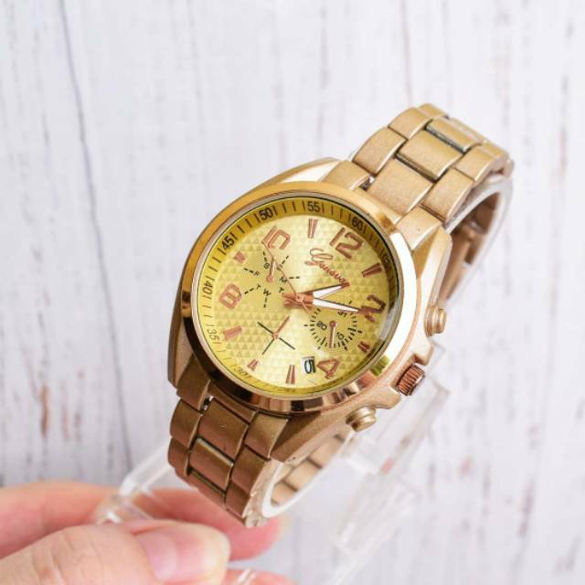 Jam Geneva rantai wanita - tanggal aktif+ free gelang (model random)