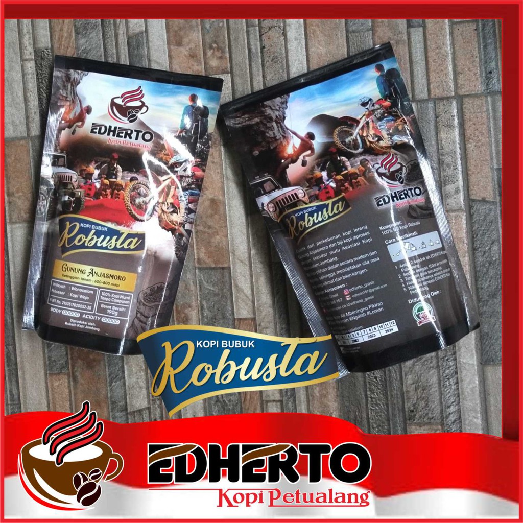 

Kopi Bubuk Robusta 190 gr - EDHERTO Kopi Petualang - 100% Kopi Robusta - Robusta Coffee