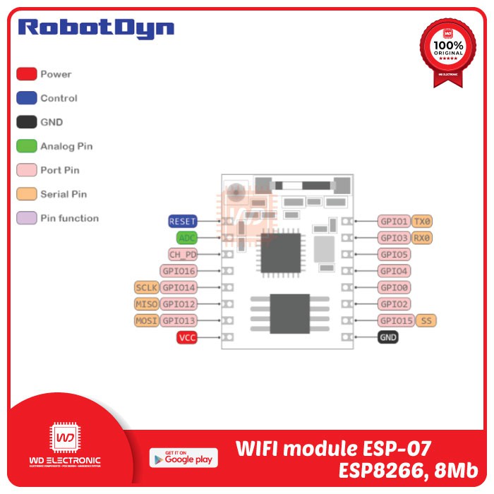 RobotDyn ESP-07 ESP 07 WIFI module ESP8266 8 Mb from RobotDyn