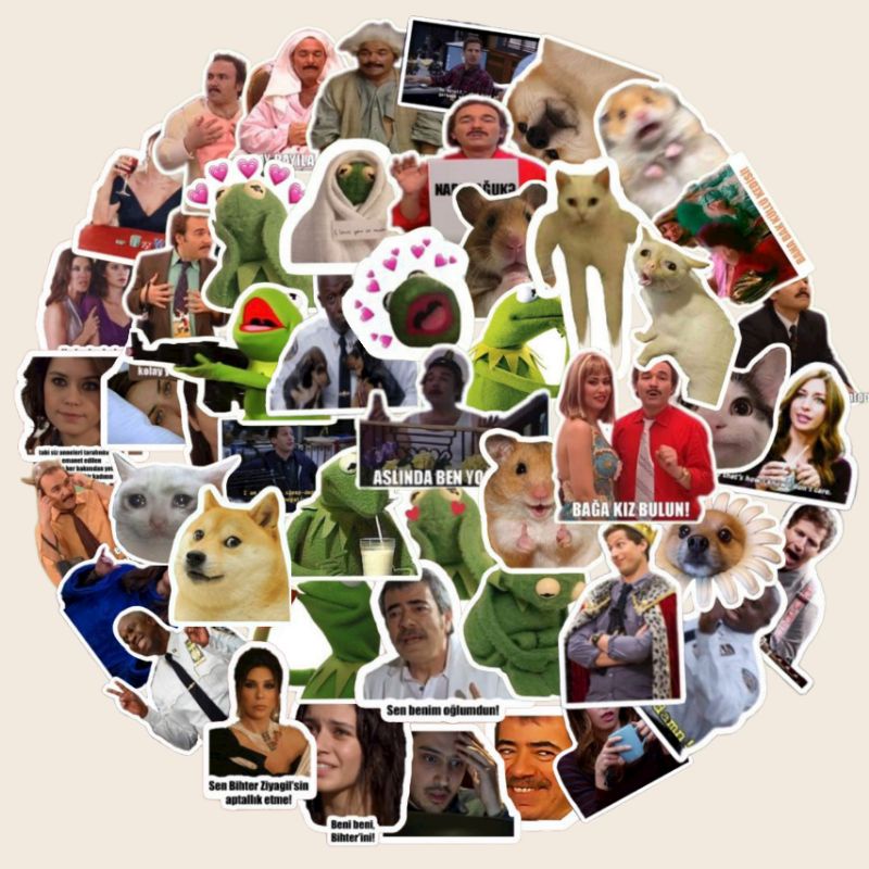 

50pcs stiker aestetik meme stiker kulkas /stiker helm/stiker koper/stiker tumler