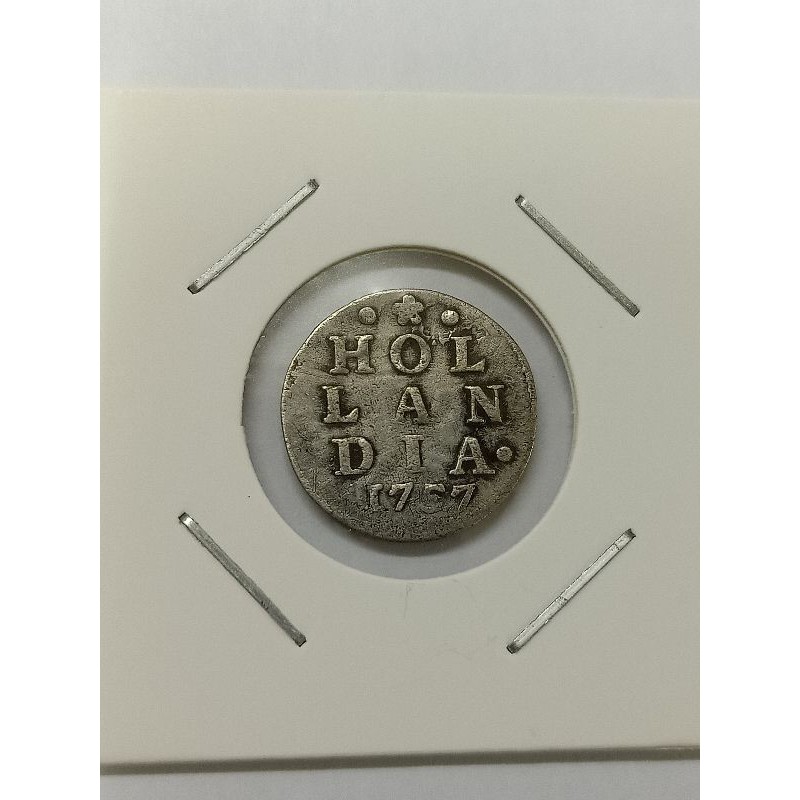 KOIN PERAK 2 STUIVER HOLLANDIA 1757 GARANSI KEASLIANNYA