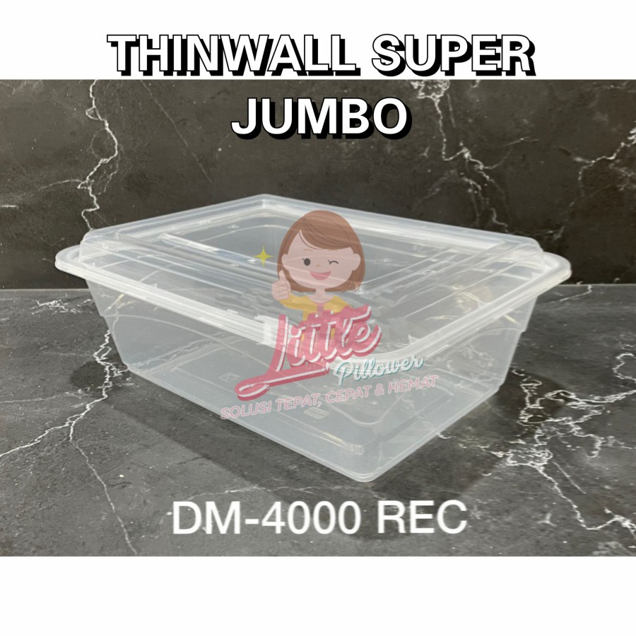 (Rec4000) Thinwall Super Jumbo 4000ml - Thinwall 4000ml Kapasitas Besar - Lunch Box Super Besar