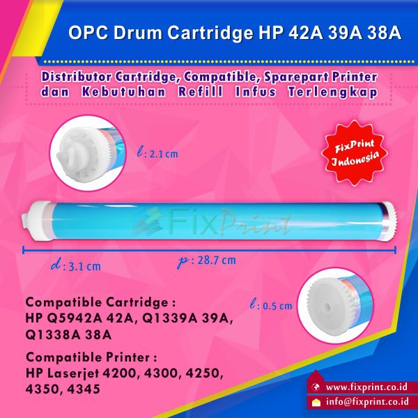 OPC Drum Toner Cartridge HP Q5942A  39A Q1338A 38A, Printer HP Laserjet 4345mfp Murah