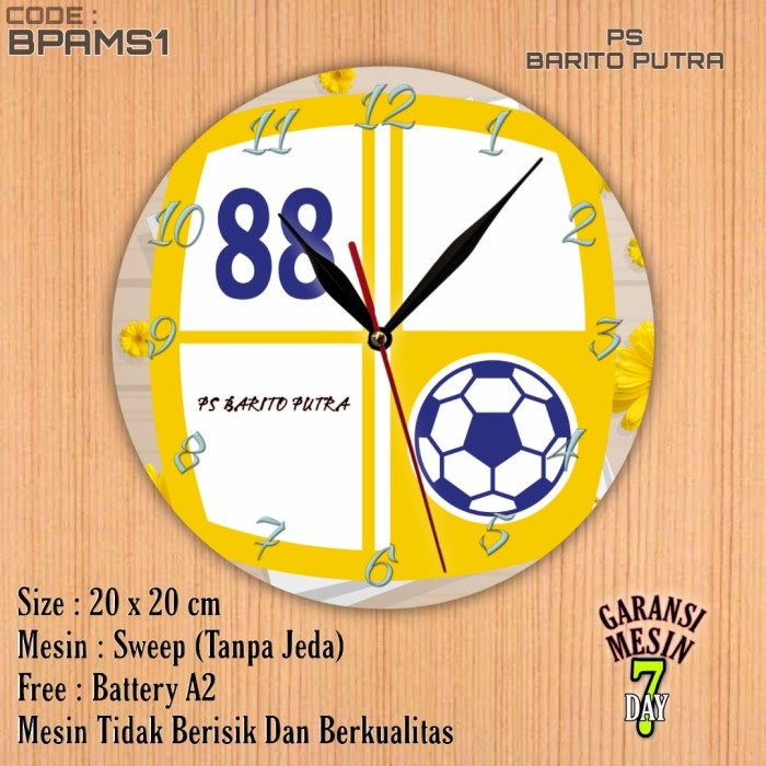 Jam Dinding PS BARITO PUTRA Team Club Klub Sepak bola PS BARITO PUTRA