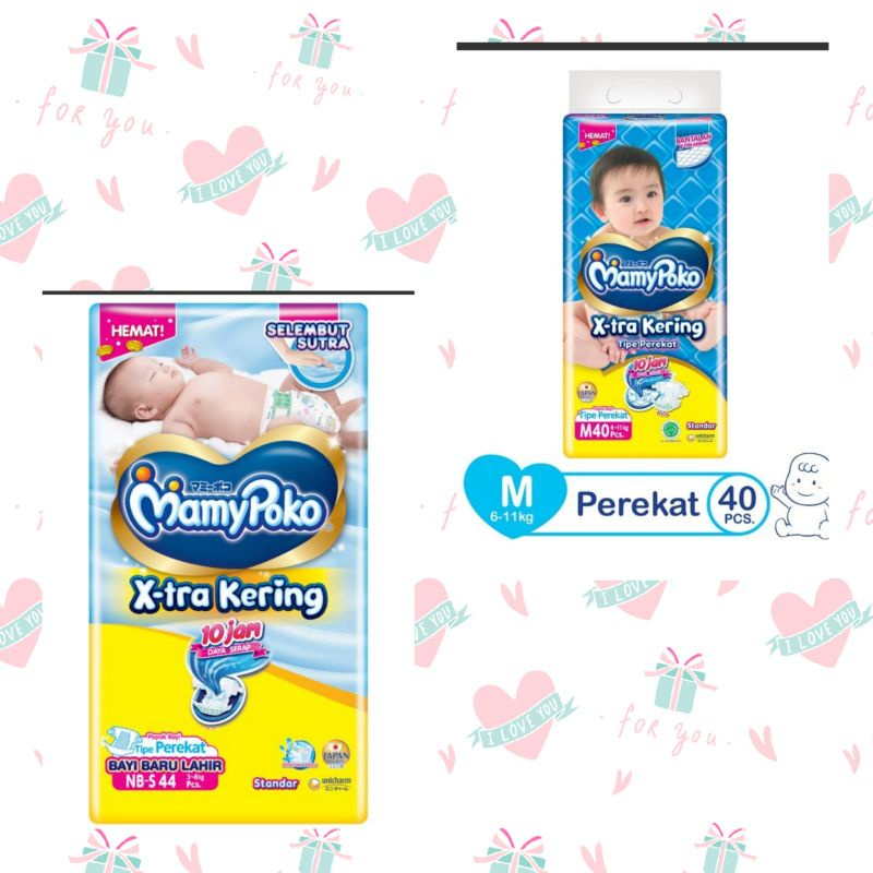 Popok Bayi Pampers Popok MAMYPOKO MAMY POKO Standart NB-S 44, M-40 Tipe Perekat