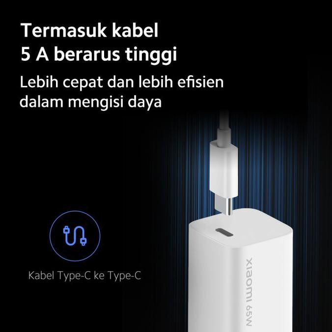 XIAOMI MI 65W FAST CHARGER DENGAN TEKNOLOGI 65 WATT MAX DAYA TINGGI TIPE C TYPE-C ORIGINAL / XIAOMI MI 65 W FAST CHARGE