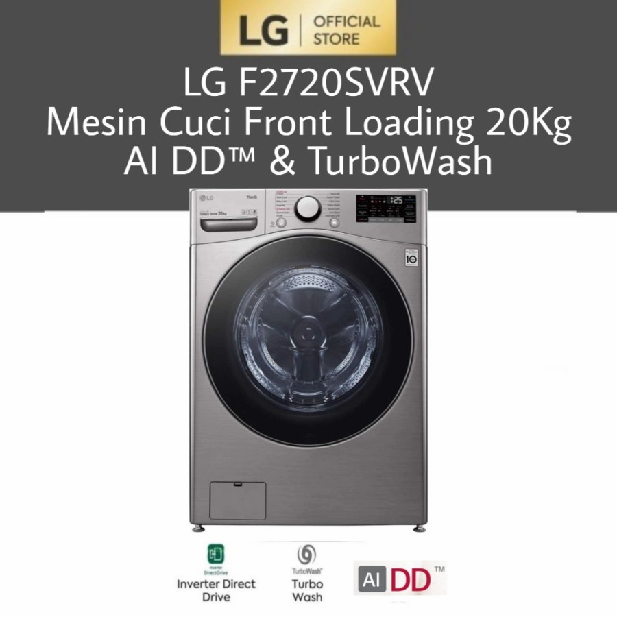 LG F2720SVRV Mesin Cuci Front Loading 20Kg AI DD™ &amp; TurboWash