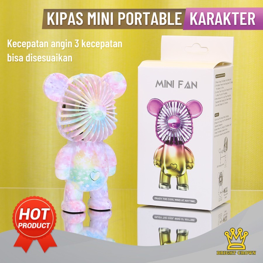 Barangunik2021 - Kipas Mini Fan Portable Bear Brick Gradasi Beruang Viral Bagus Murah/