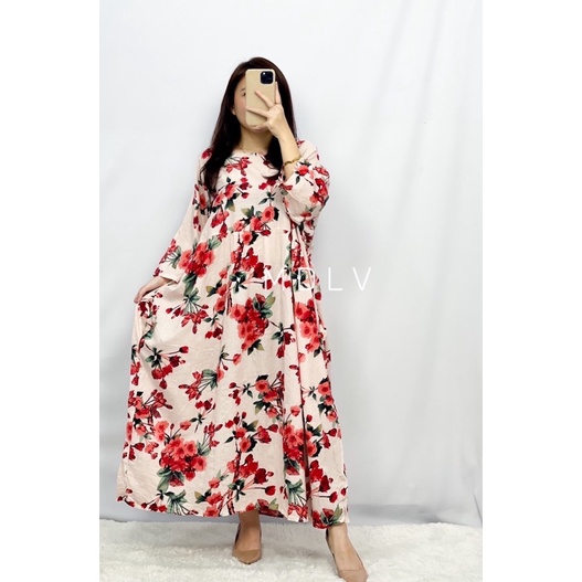 MDLV ~ 79004# Flovania Loose Dress Oversize Dress Big Size Dress Premium Dress import Dress Midi Dress Flower Fashion Import