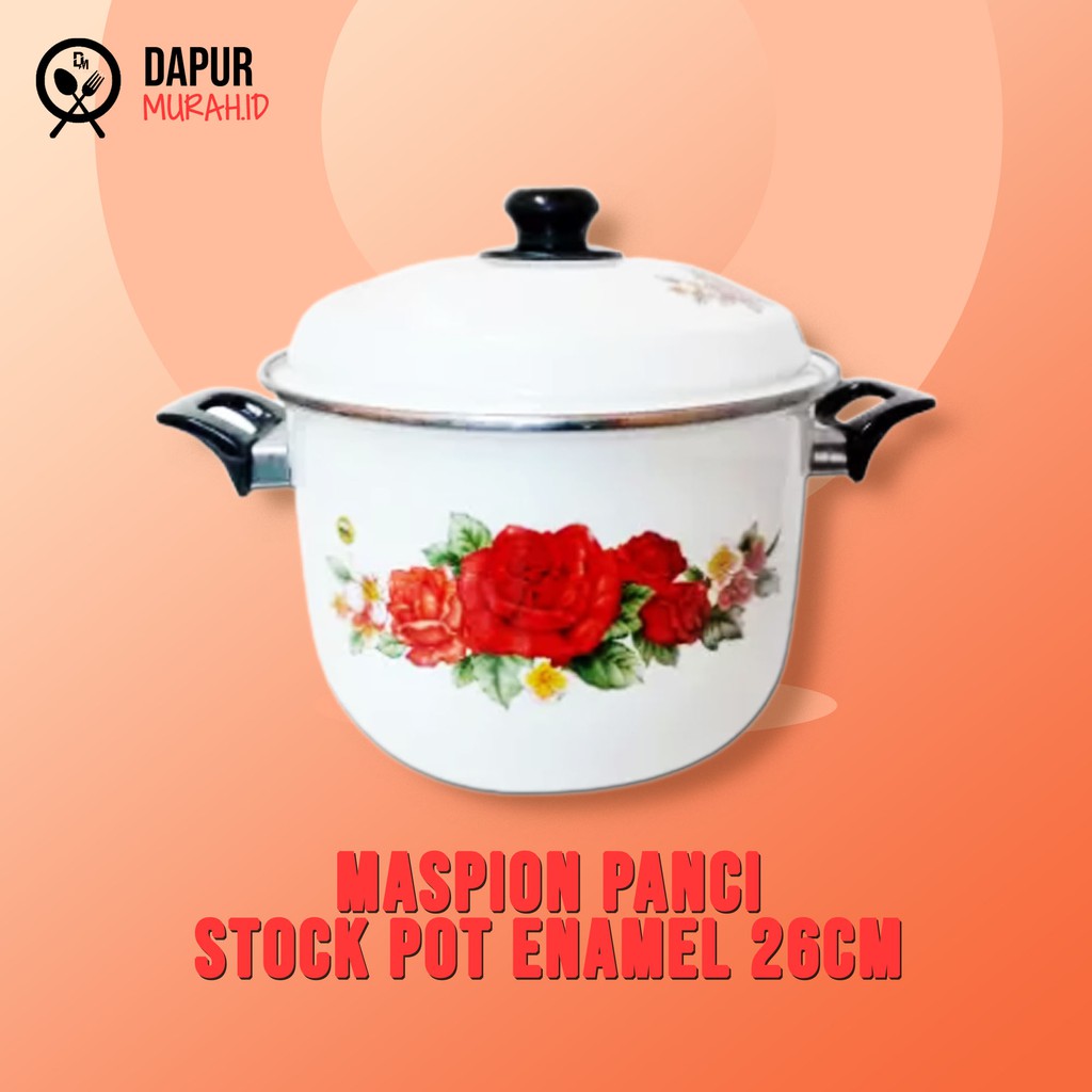 Maspion Panci Stock Pot Enamel 26 cm Motif Bunga ST-112-126