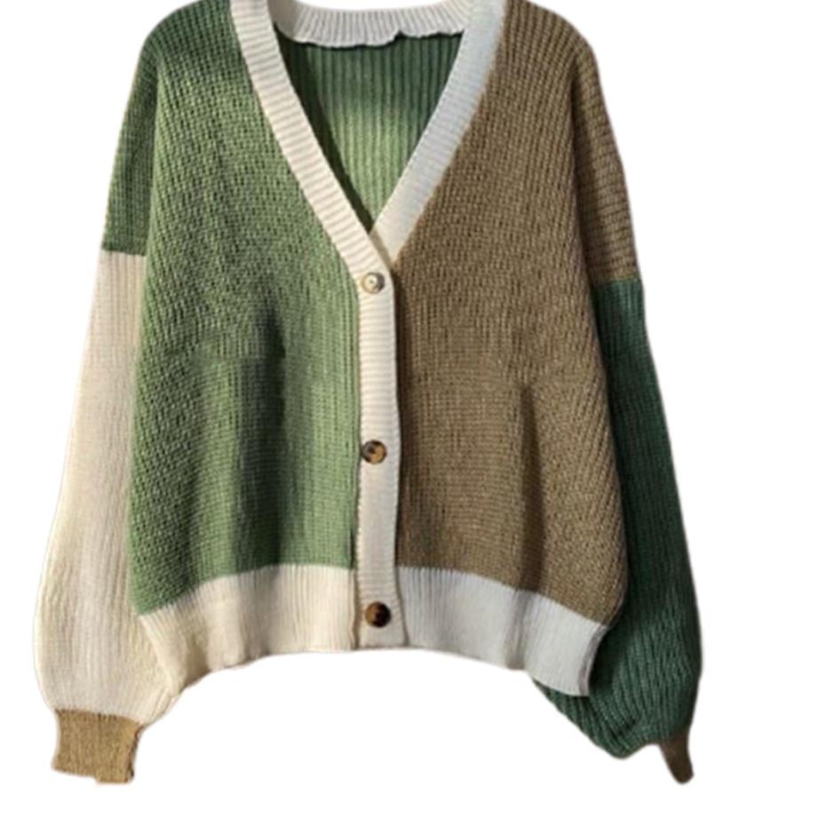 マ Vallina Cardigan Two Tone Eireen Cardy  Kardigan Rajut Twist Tebal Knit Cardie Wanita Cardi Knitt 