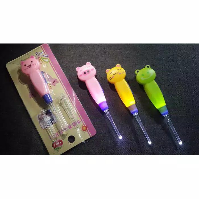 Earpick Cartoon LED Korek Kuping Telinga Karakter Lampu LED