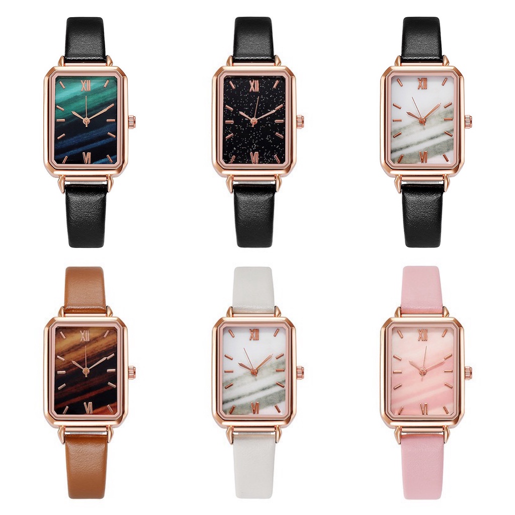 COD✅ Jam Tangan Wanita Kulit Kotak Analog Fashion Watch Gaya Korea JamTangan Hijau Kecil Harga Murah   S1212