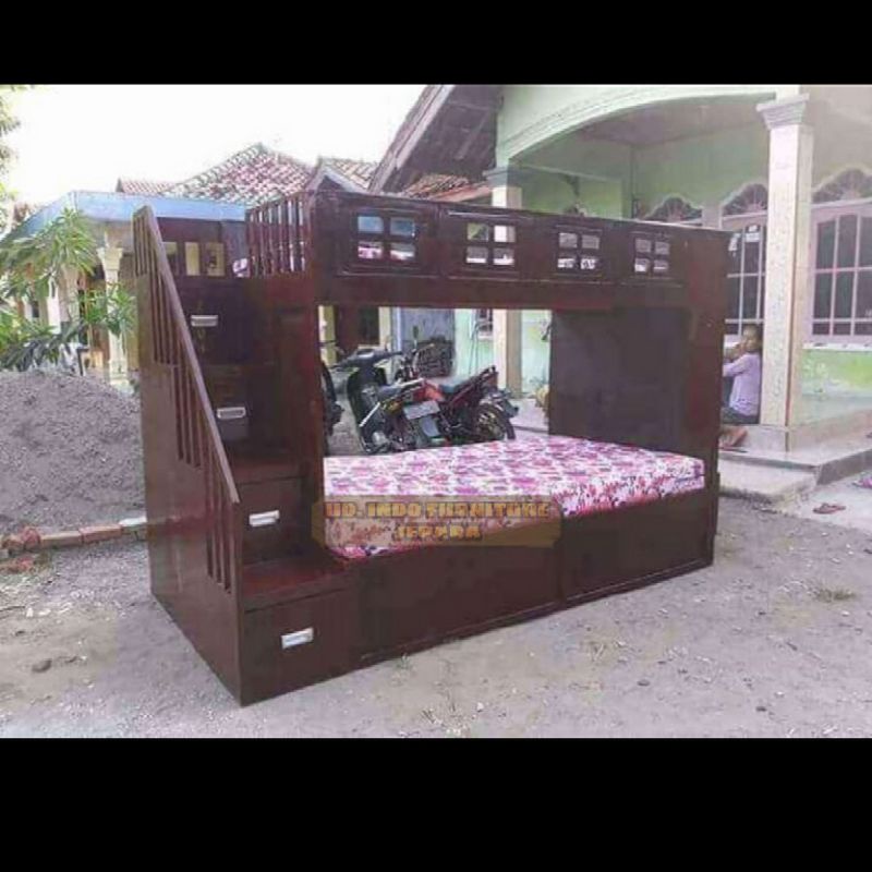 dipan tingkat laci ranjang tempat tidur besar bahan dari kayu jati jepara