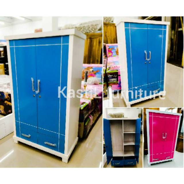 Lemari baju anak minimalis kayu blokteak duco lemari baju minimalis lemari baju biru pink