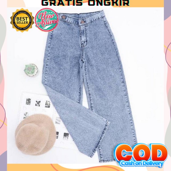 Highwaist Kulot Jeans Wanita Loose Celana Kulot Wanita Kulot Ootd Hijab Kulot Jeans Snow Jumbo Kekin