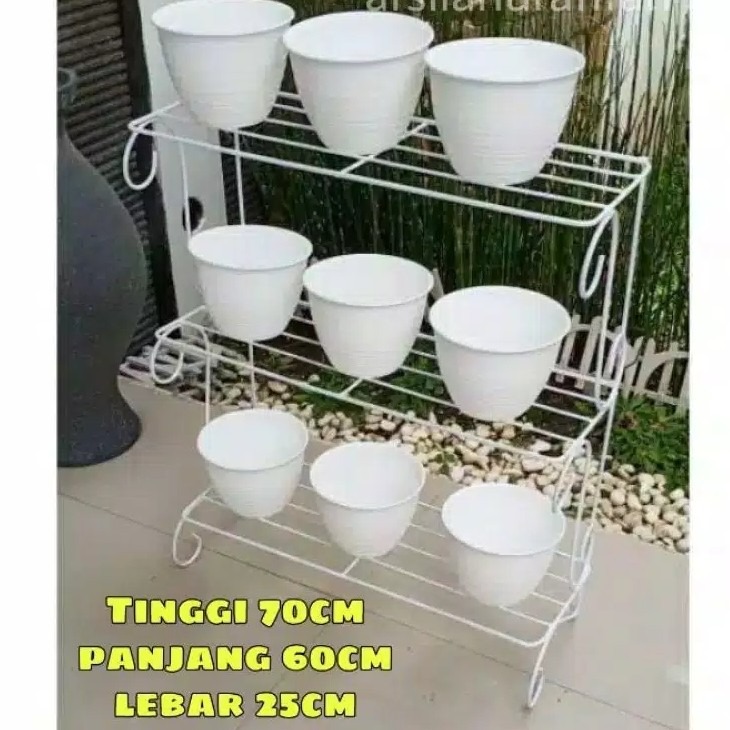 Rak Pot 3 Susun Model 6070 Lebar 60 cm Putih