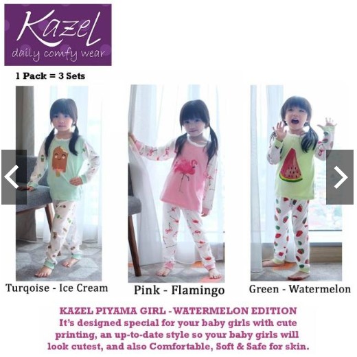 3pcs Setelan Piyama Kazel "Watermelon"