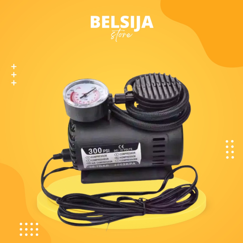 Belsija ~ Kompresor Mini Pompa Angin Ban Mobil Motor Air Compressor DC Lighter Car elektrik sepeda C