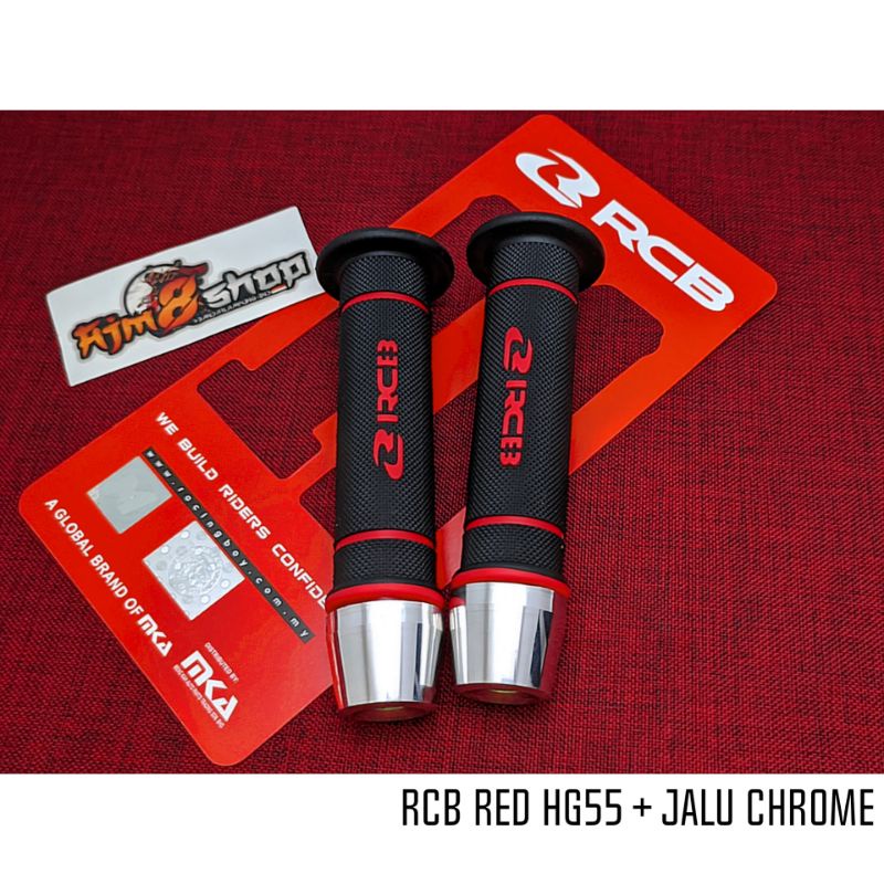 handgrip RCB original HG 55 sarung gas Racing Boy original hg55 + jalu stang chrome model pcx universal motor handle grip sarung gas racing boy original handgrip jalu rcb honda yamaha suzuki grand filano rcb vespa sprint primavera s lx-GRIP RCB RED+JALU