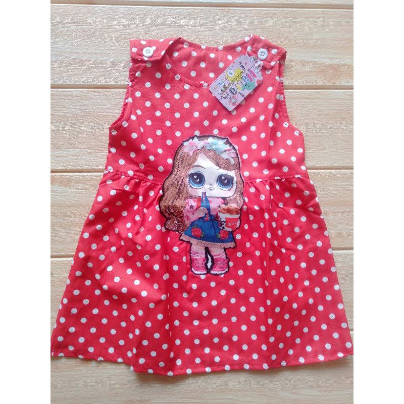 Dress Kancing LED USIA 2-5 TAHUN (PILIH WARNA)