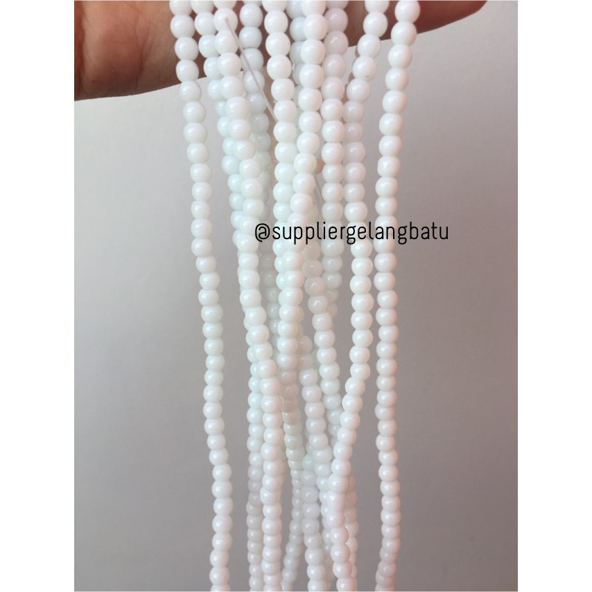 batu kristal 4mm white onyx susu natural putih stone healing akik aksesoris beads supplier grosir