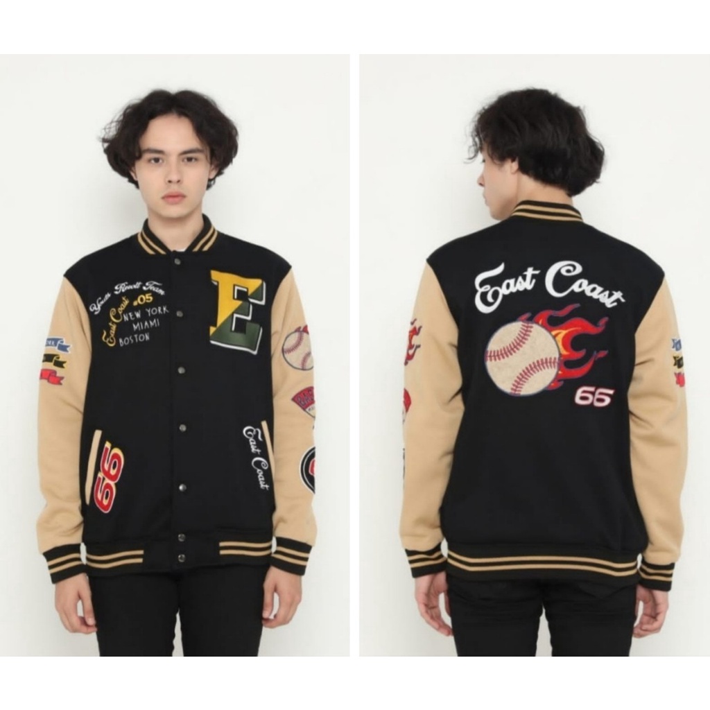 Varsity Erigo Hitam | Jaket Varsity Pria Murah | Jaket Baseball Terlaris