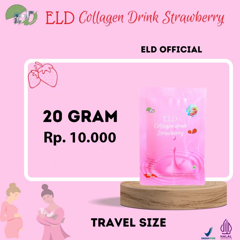 20gr Travel Size ELD Collagen Drink Minuman Pemutih dan Pelangsing Rasa Strawberry [ELS STRAW KECIL]